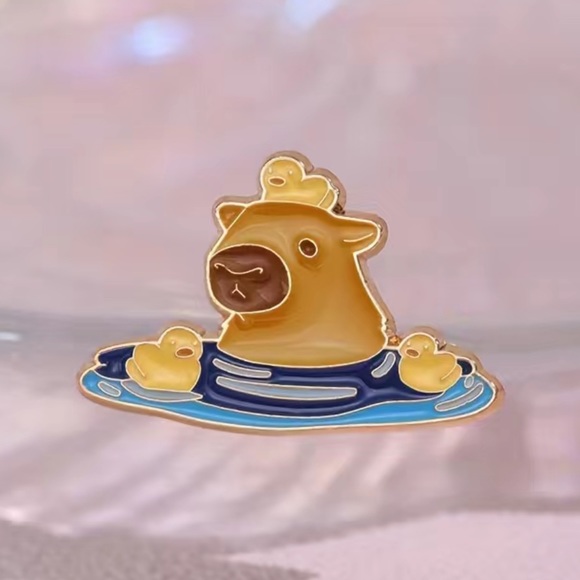 3/$15 Cute Capybara Water Hog with Ducklings Pin Brooch - Picture 2 of 6